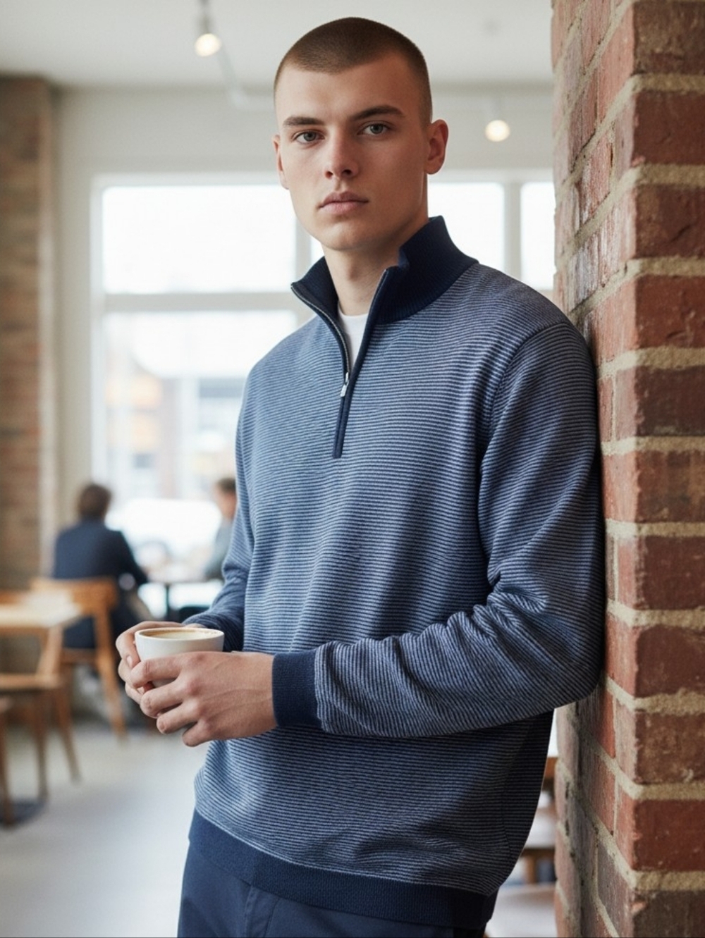 Peter Millar Blue & Navy Quarter-Zip Sweater
